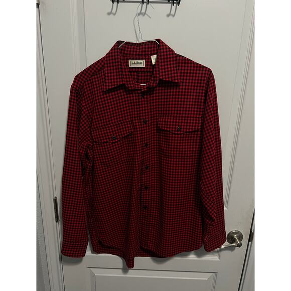 L. L. Bean  red heavy long sleeve mens shirt size large - Picture 1 of 4